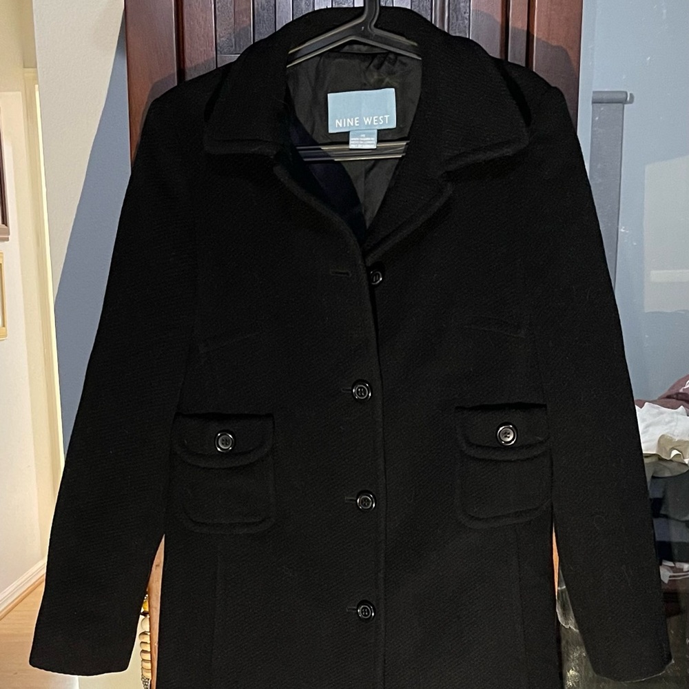 Nine West Classic Black Pea Coat